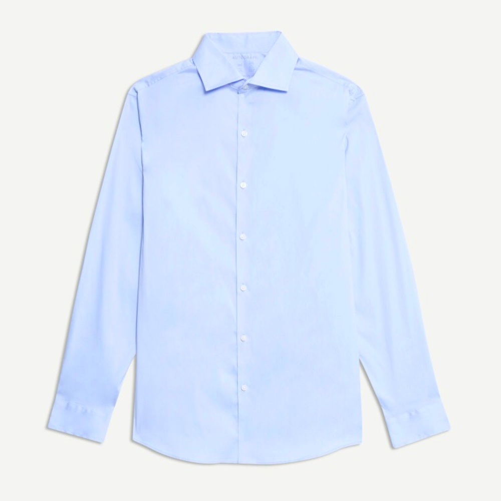 Marks&Spencer Men’s Blue Dress Shirt Slim Fit Easy Iron Size 16